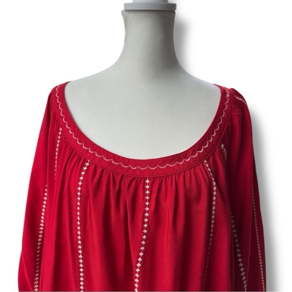 Ariat Ali Red Embroidered Peasant Blouse | Size Large - Picture 3 of 11